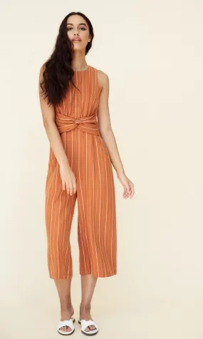 Peyton Pinstripe Knot Waist Culotte Jumpsuit - FINAL SALE