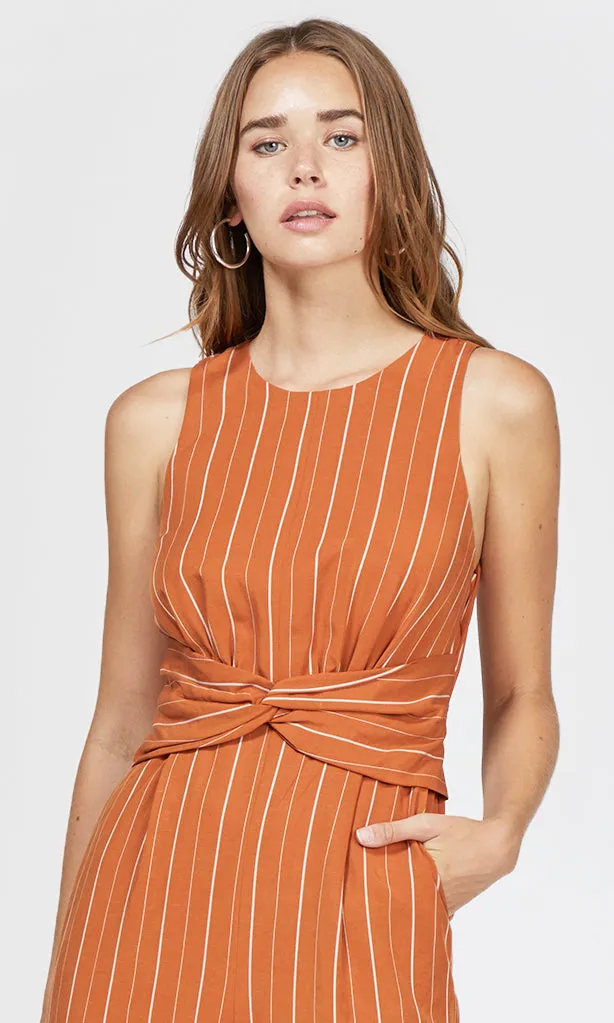 Peyton Pinstripe Knot Waist Culotte Jumpsuit - FINAL SALE