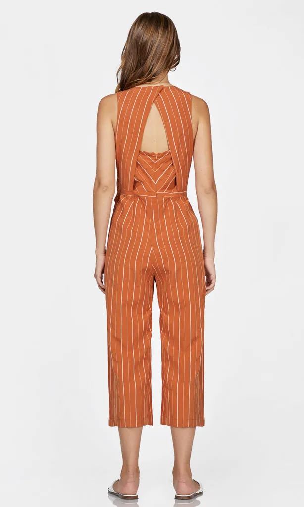 Peyton Pinstripe Knot Waist Culotte Jumpsuit - FINAL SALE