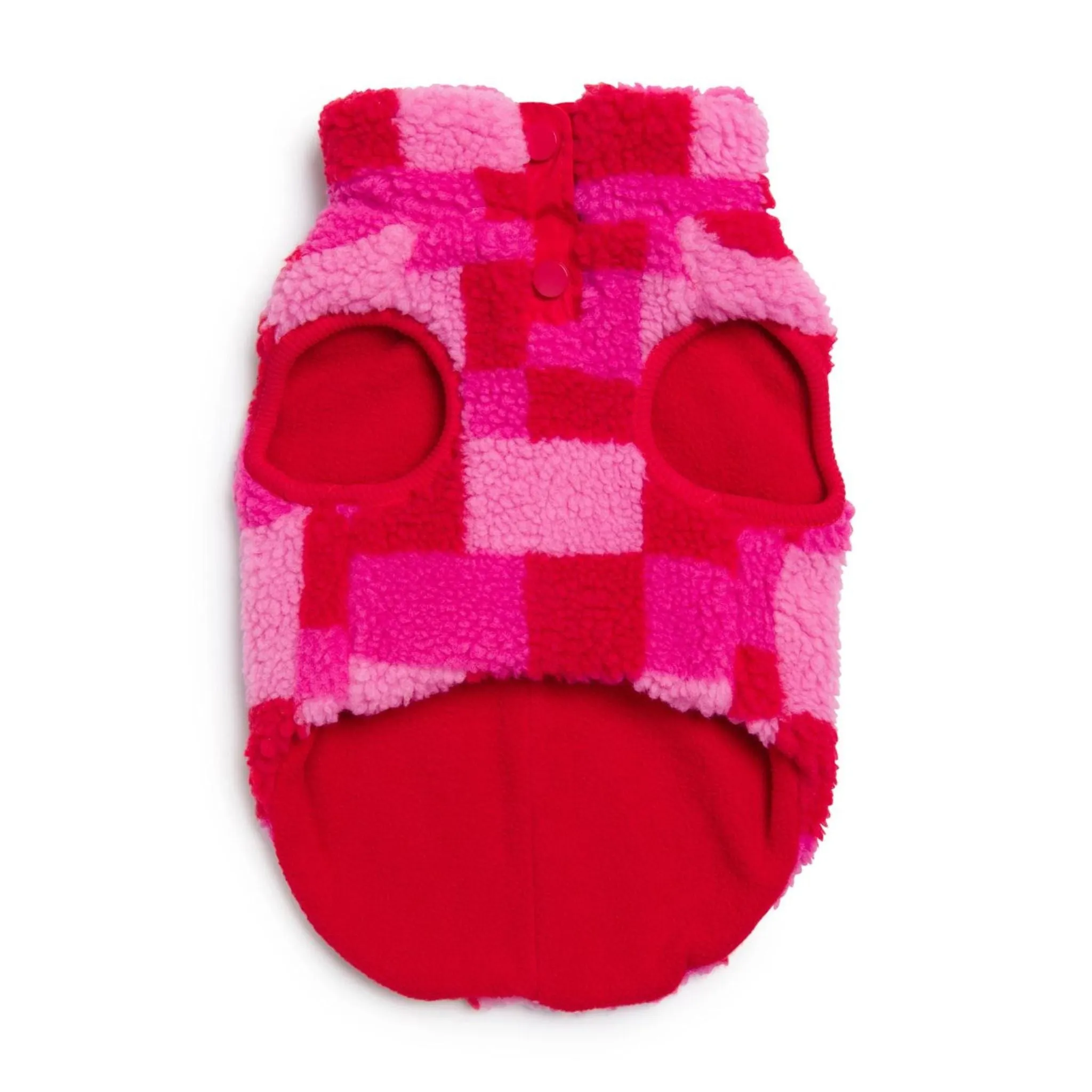 Pink Checkered Matching Dog Ski Vest For Dogs Sherpa