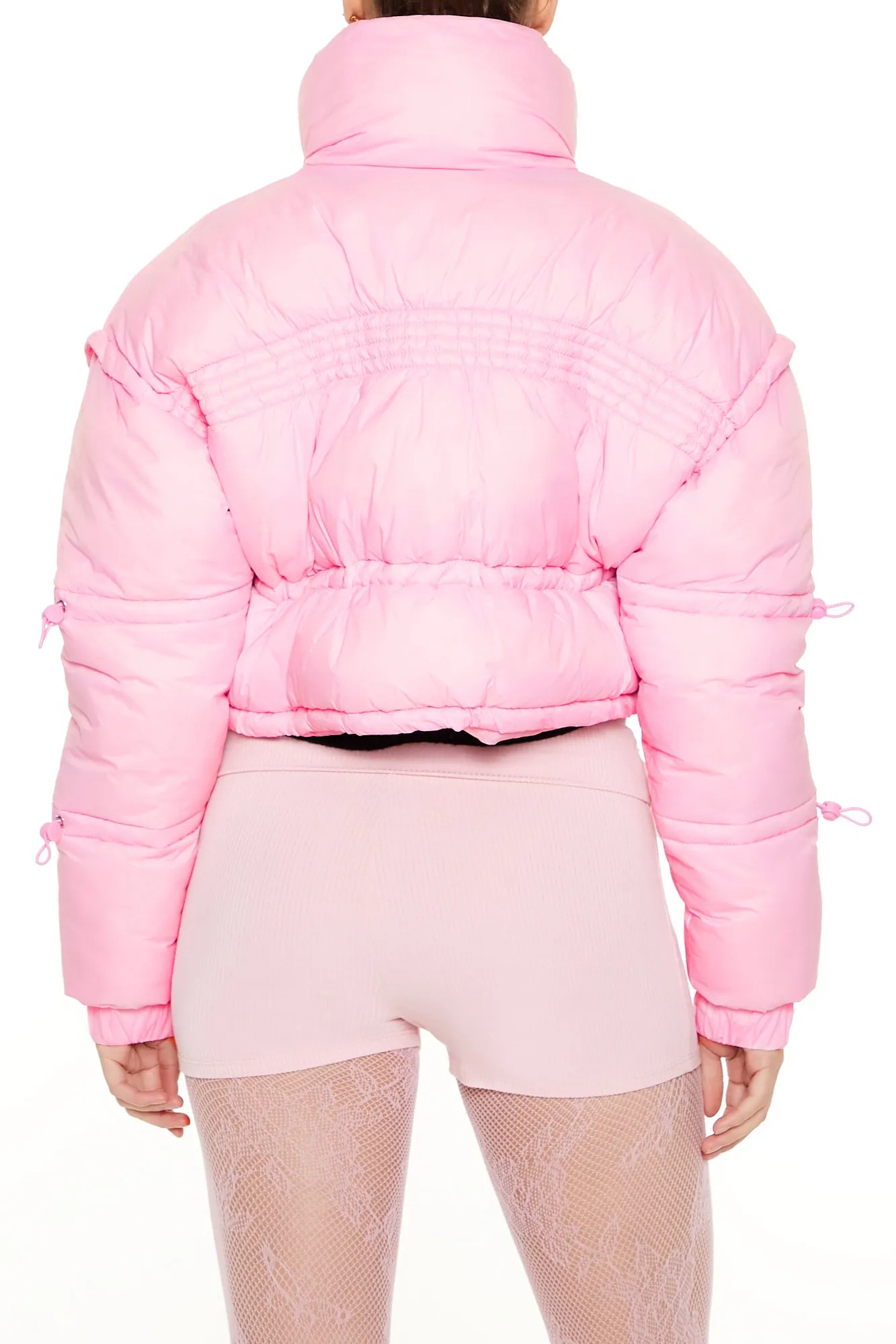 Pink Cropped Puffer Jacket