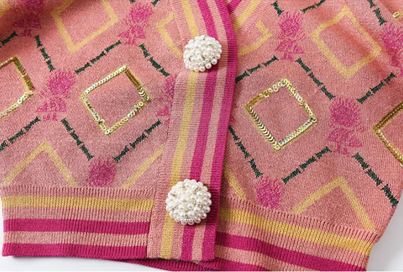 Pink Lady's Cropped Knitted Cardigan