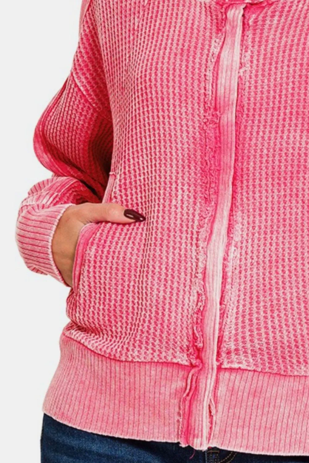 Pinky Washed Zip Up Hooded Jacket