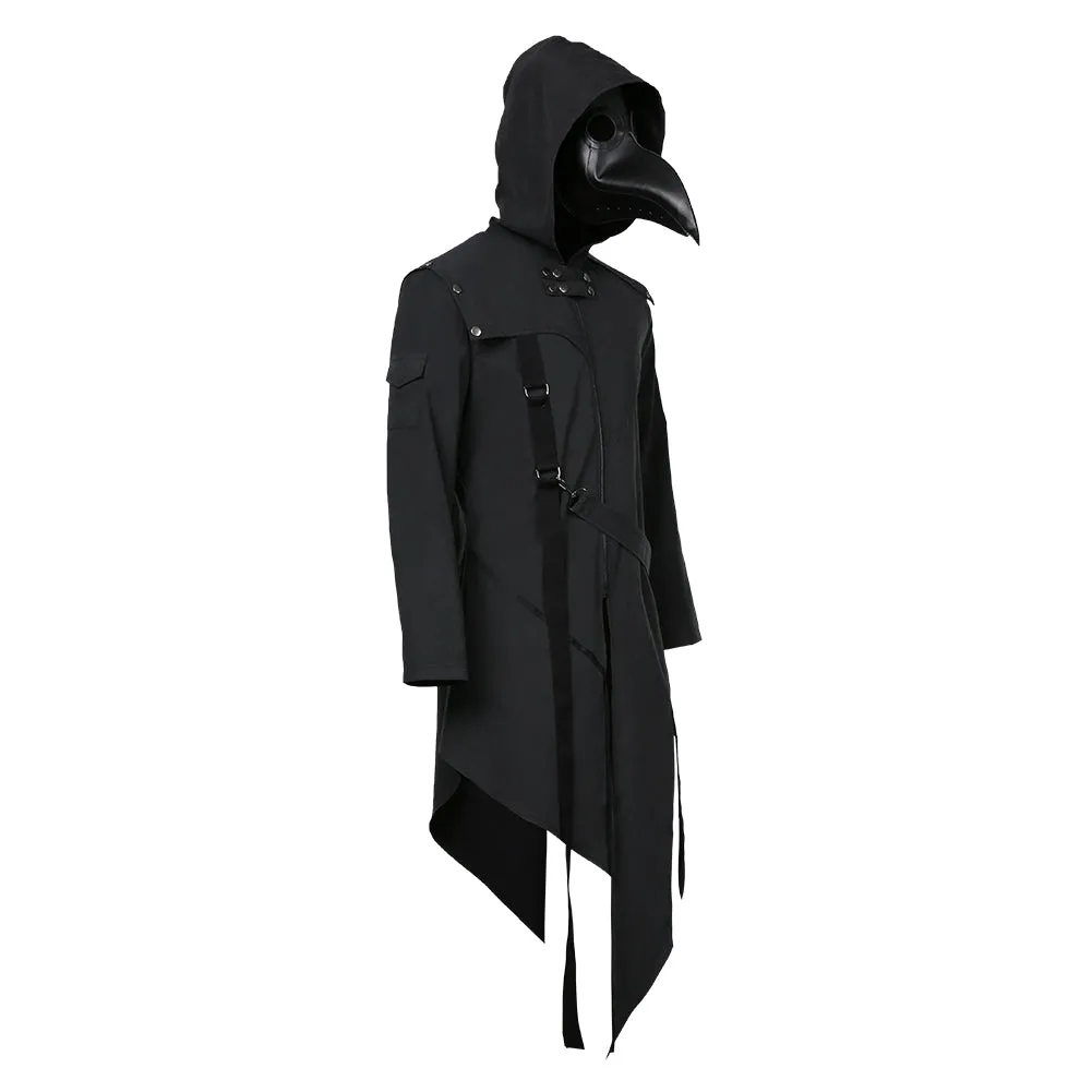 Plague Doctor Men Steampunk Gothic Hooded Jacket Coats Halloween Carnival Suit Cosplay Costume