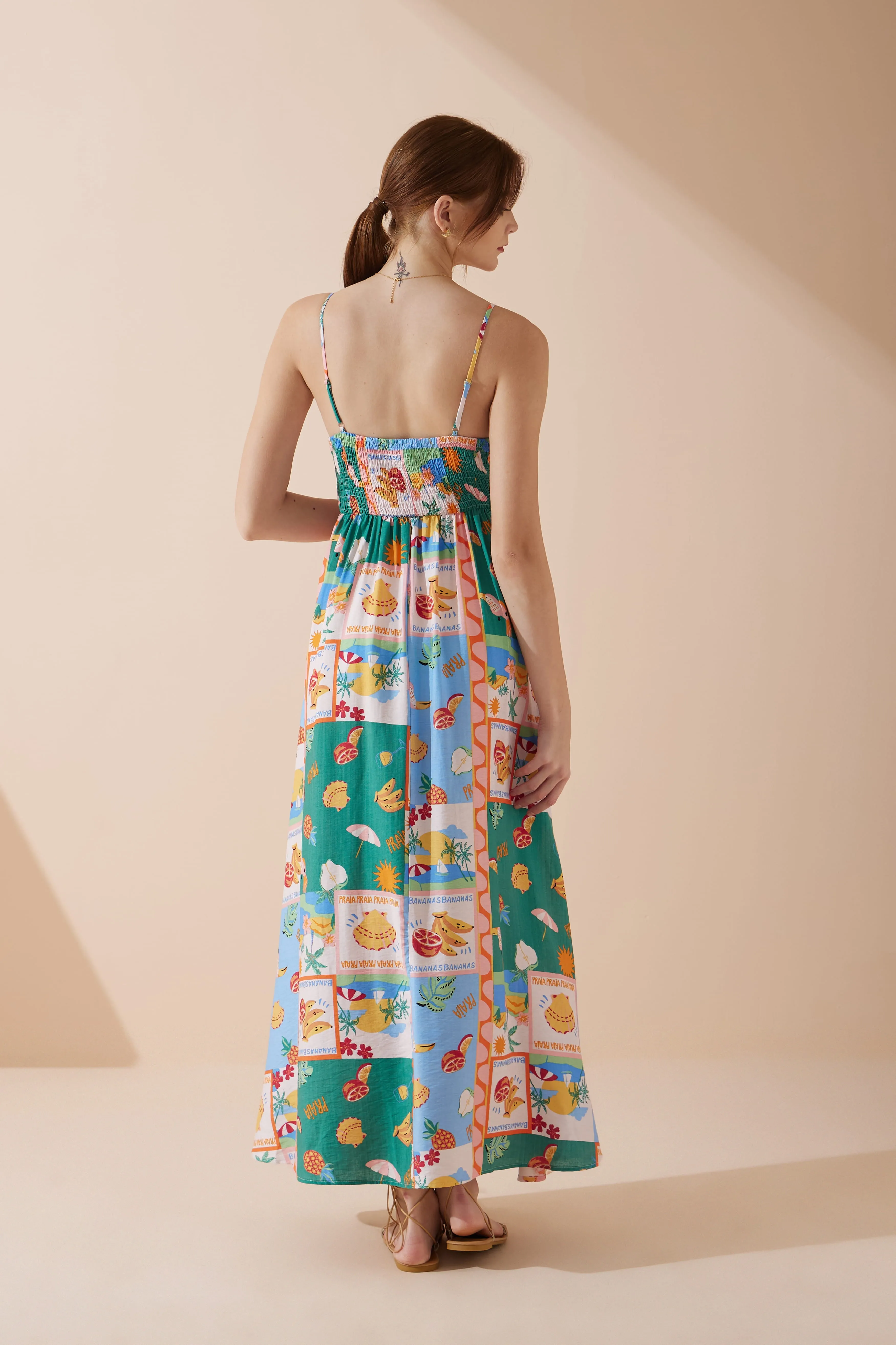 Praia Multicolour Tropical Flared Maxi Dress