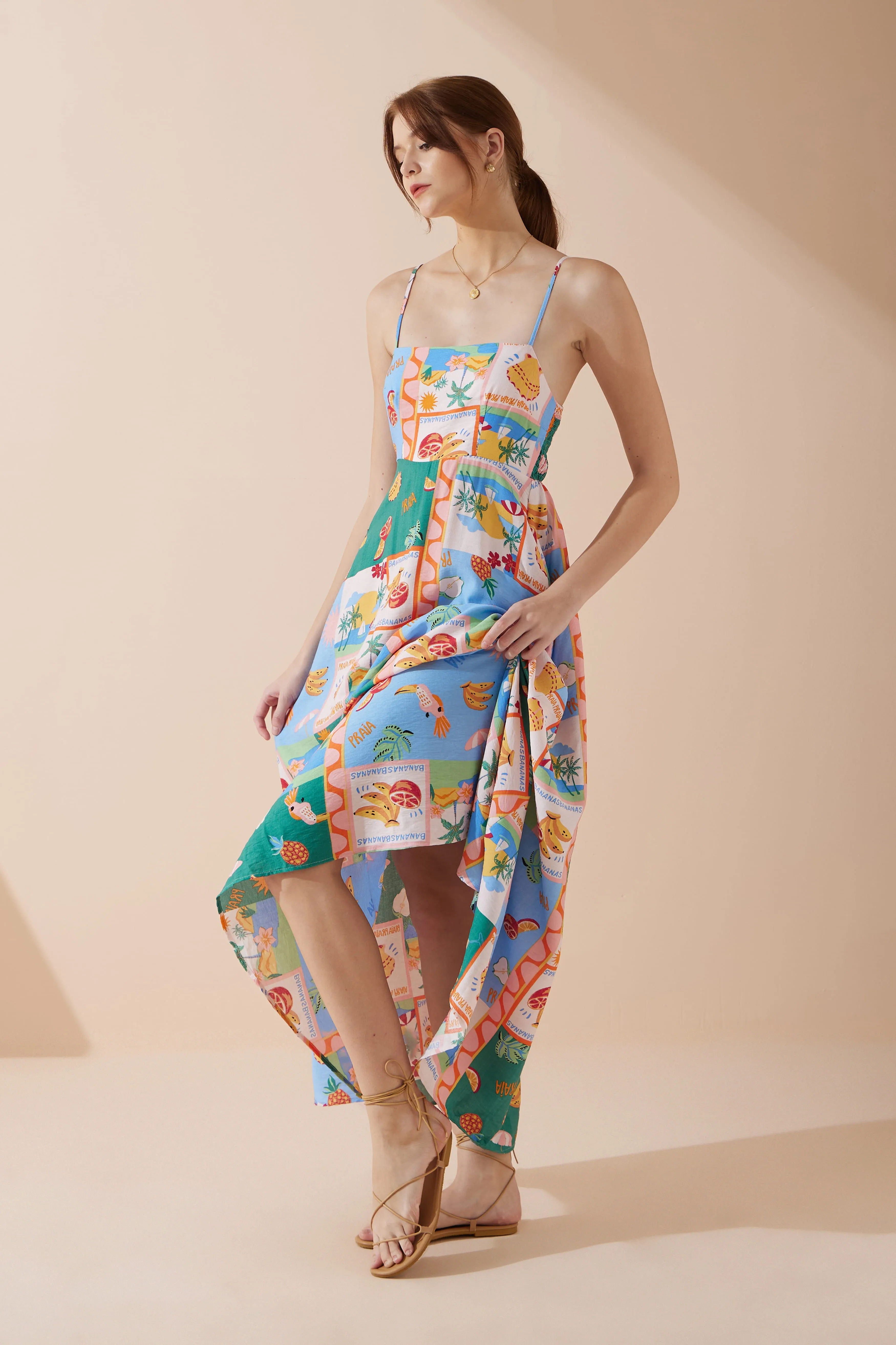 Praia Multicolour Tropical Flared Maxi Dress