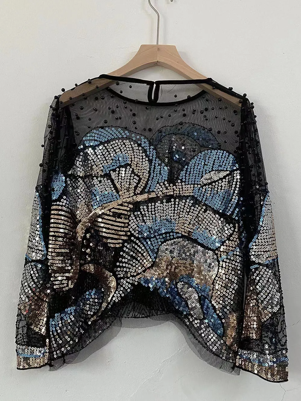 Pre Order:  Handmade Sequin Beaded Mesh Shirt