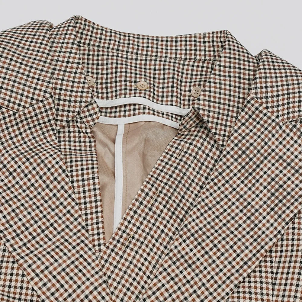 Pre Order:  Plaid V-neck Off Shoulder Suit Jacket