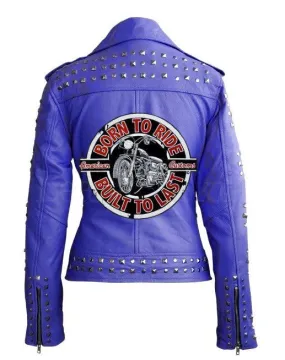 Purple Women Bikers Moto Leather Jacket