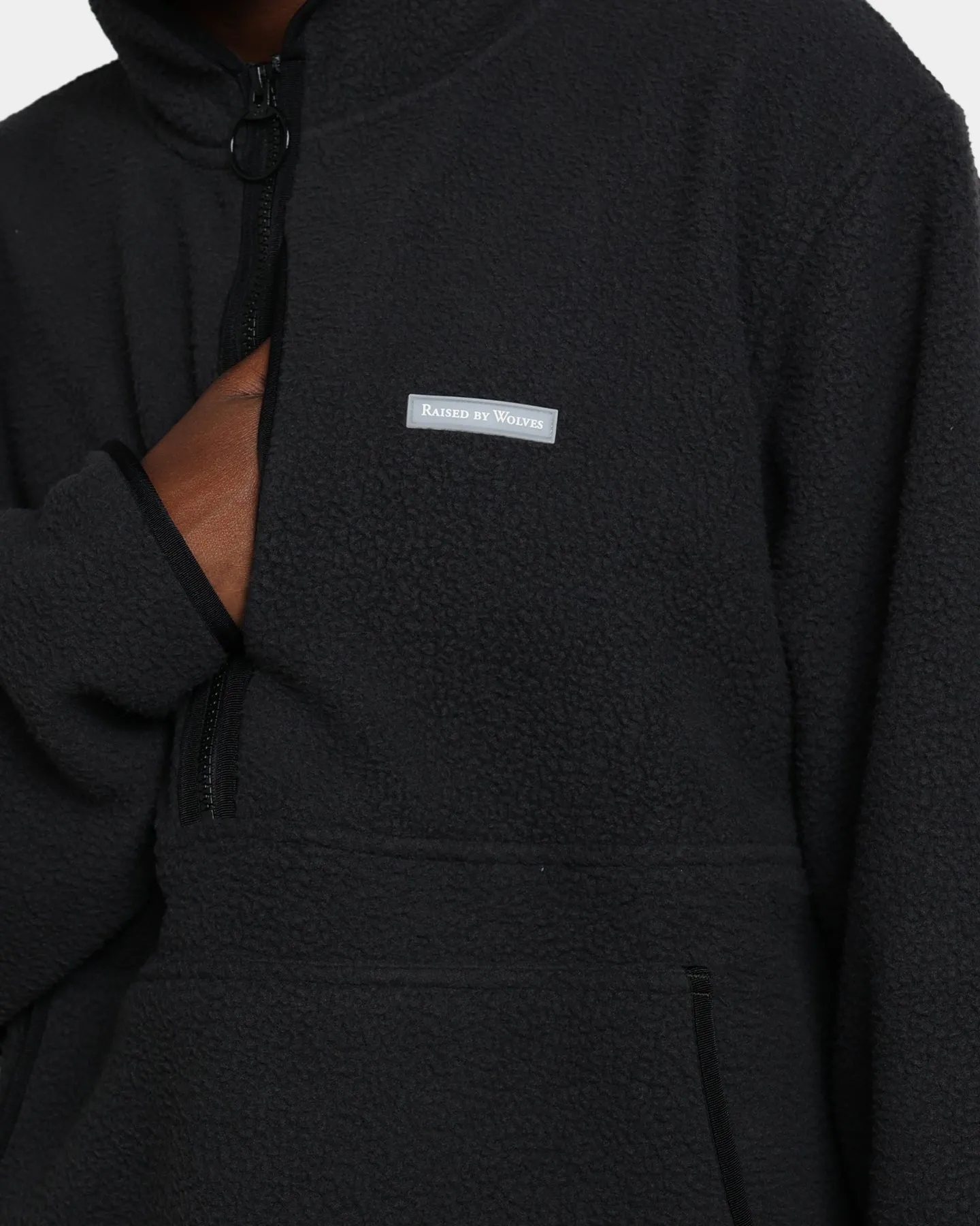 Raised By Wolves Sherpa Fleece Half-Zip Jumper Black