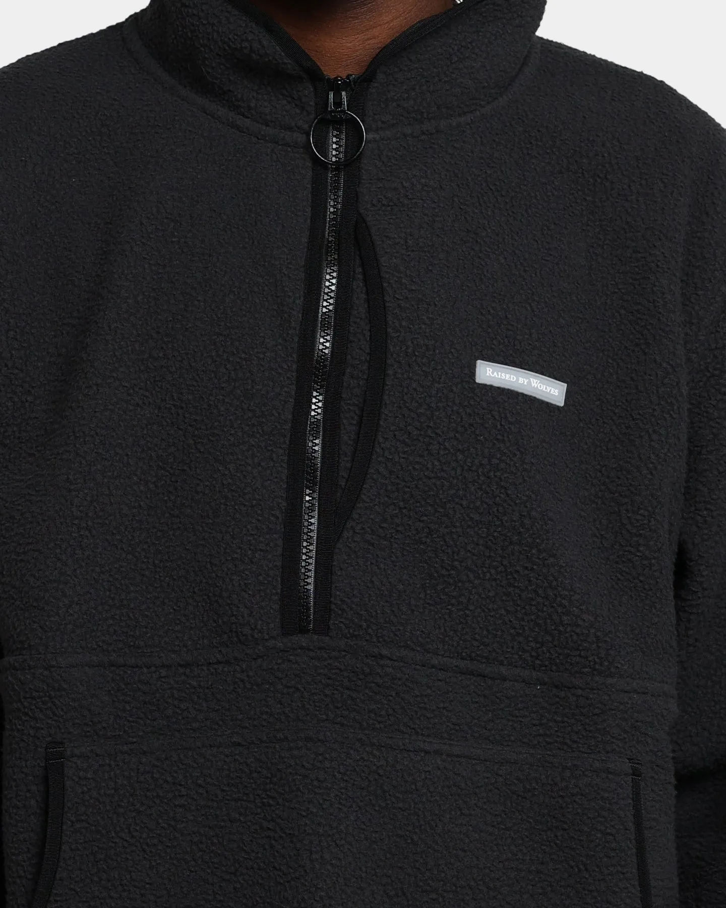 Raised By Wolves Sherpa Fleece Half-Zip Jumper Black