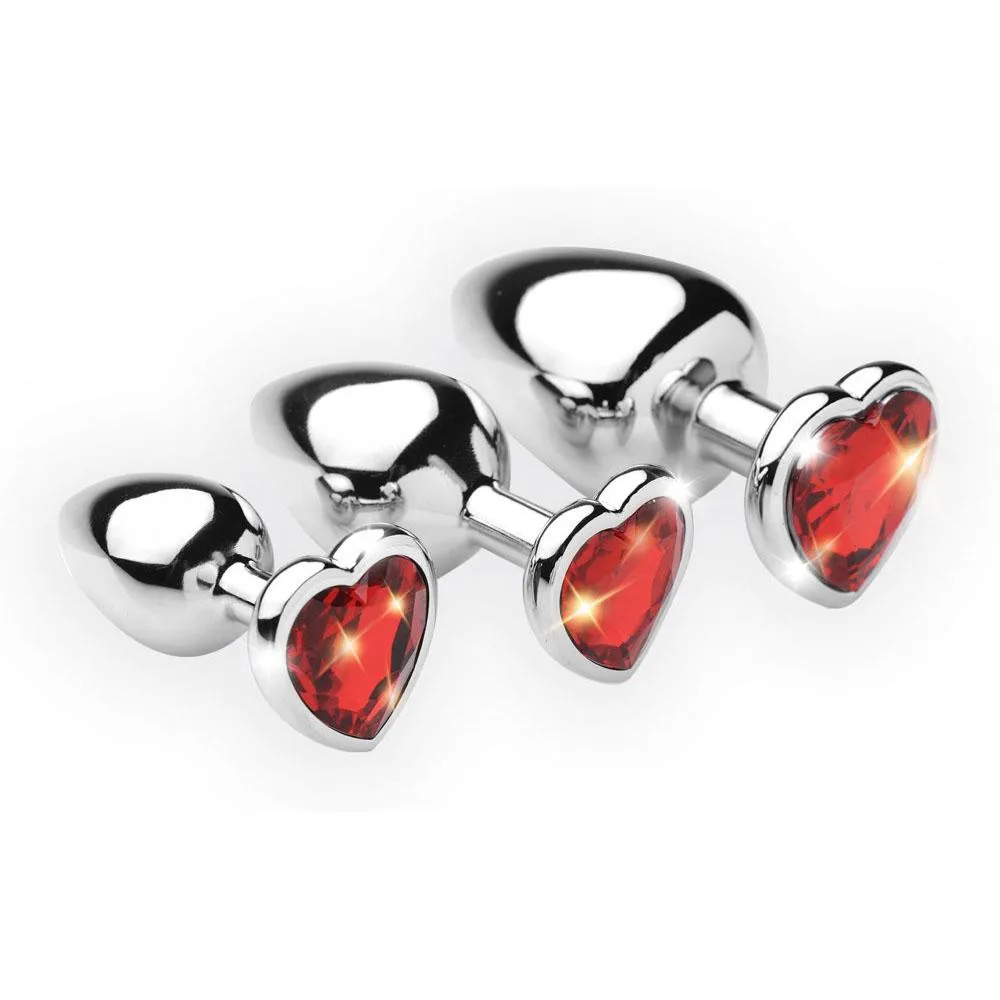 Red Heart Gem Glass Anal Plug