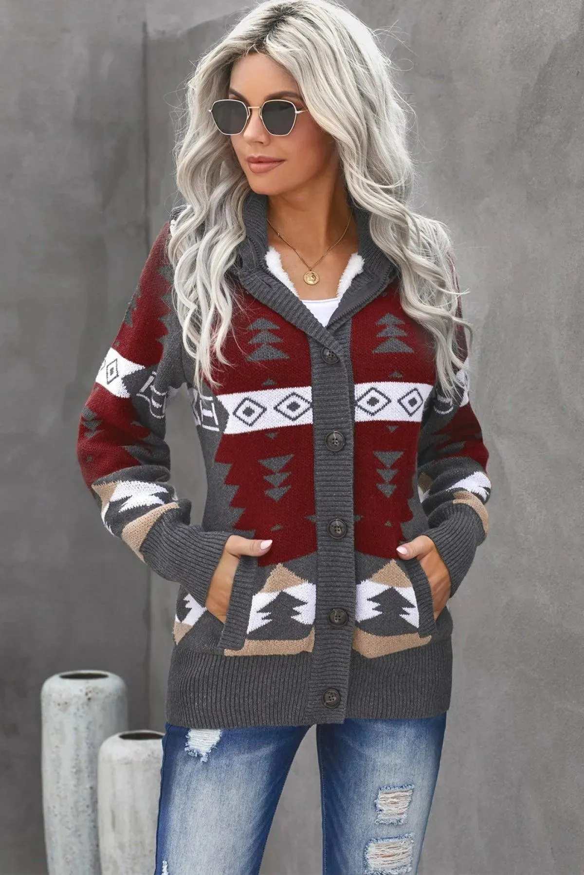 Retro-inspired Button-up Sweater for Women