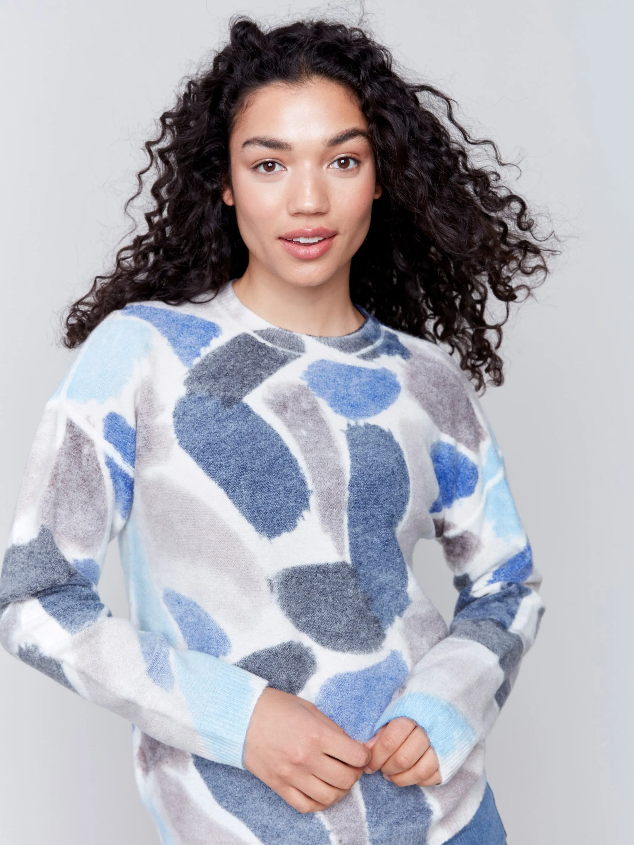 Reversible Printed Sweater - Sapphire