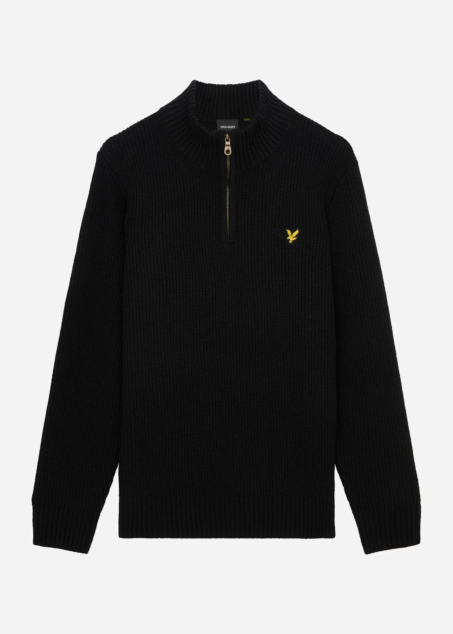 Ribbed quarter zip jumper - jet black