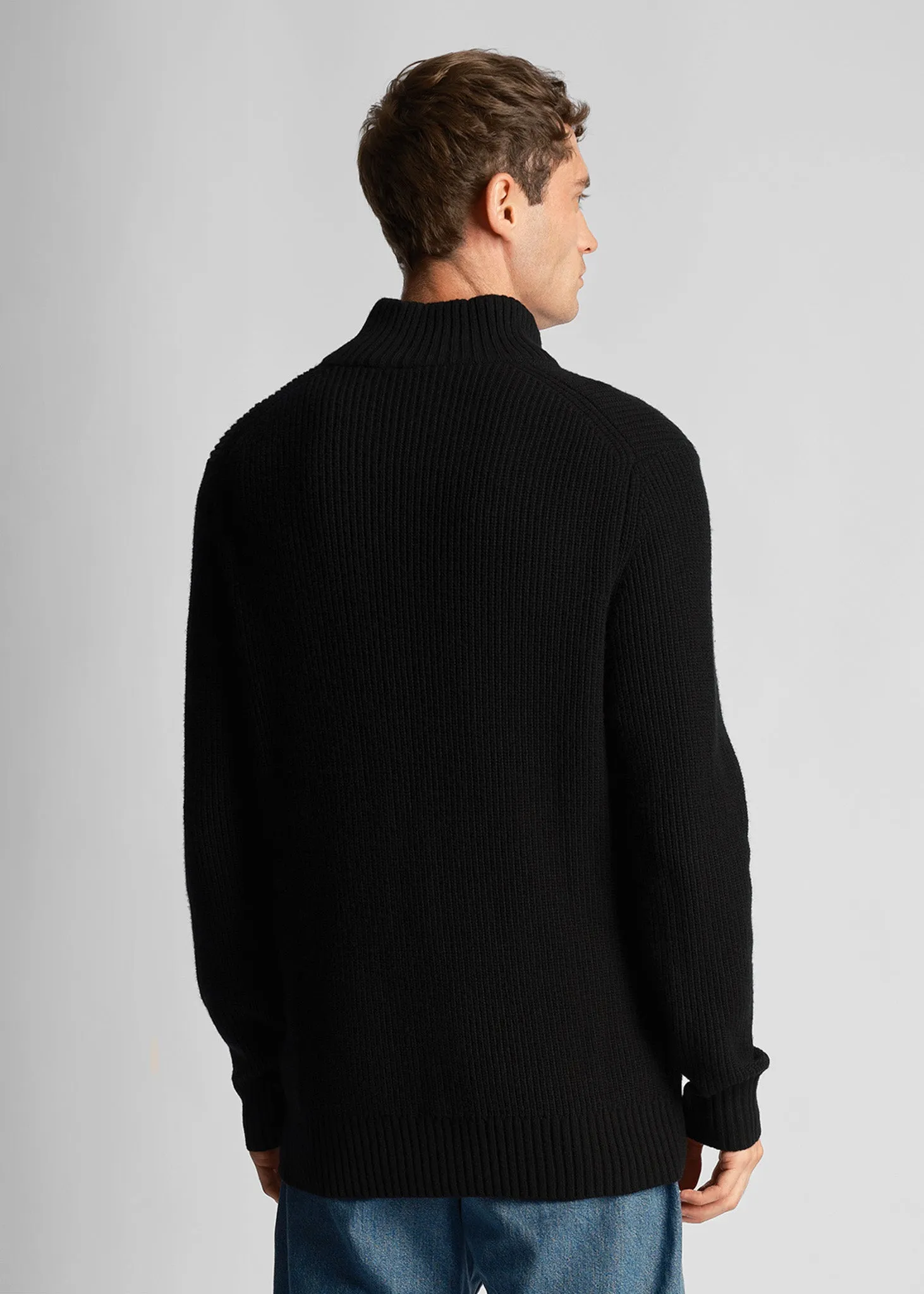 Ribbed quarter zip jumper - jet black