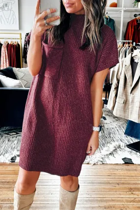 Ribbed Short Sleeve Sweater Dress