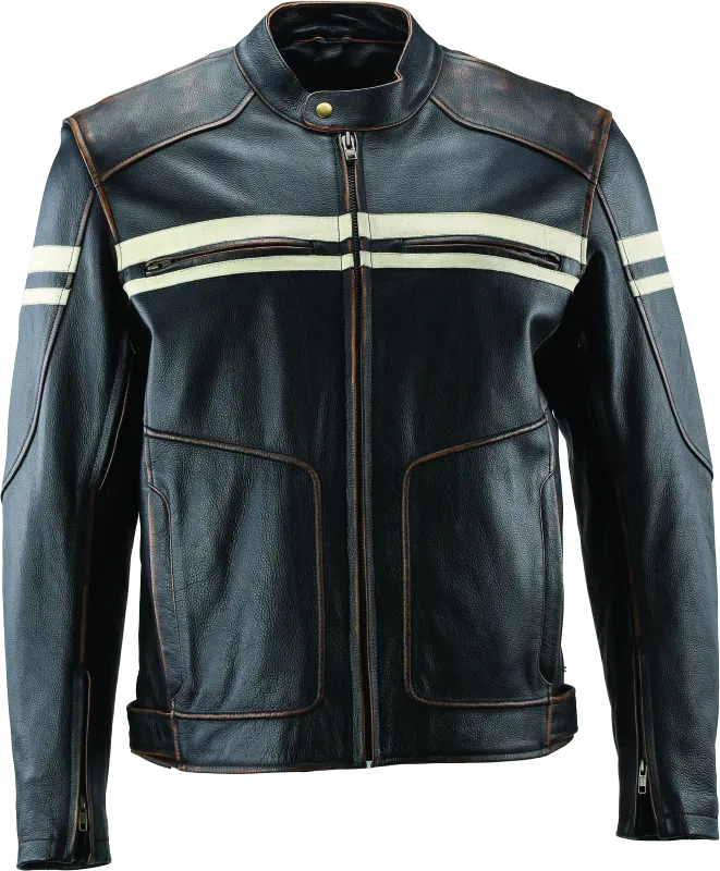 River Road Hoodlum Vintage Leather Jacket Black - 3XL