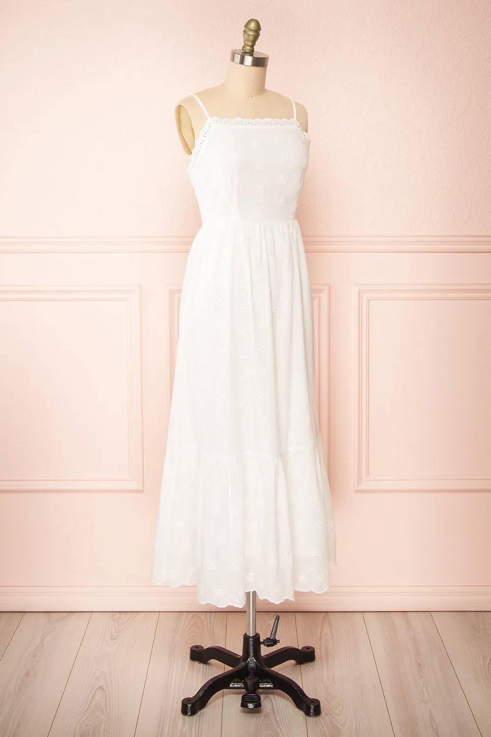 Ronisia | White Midi Dress w/ Openwork