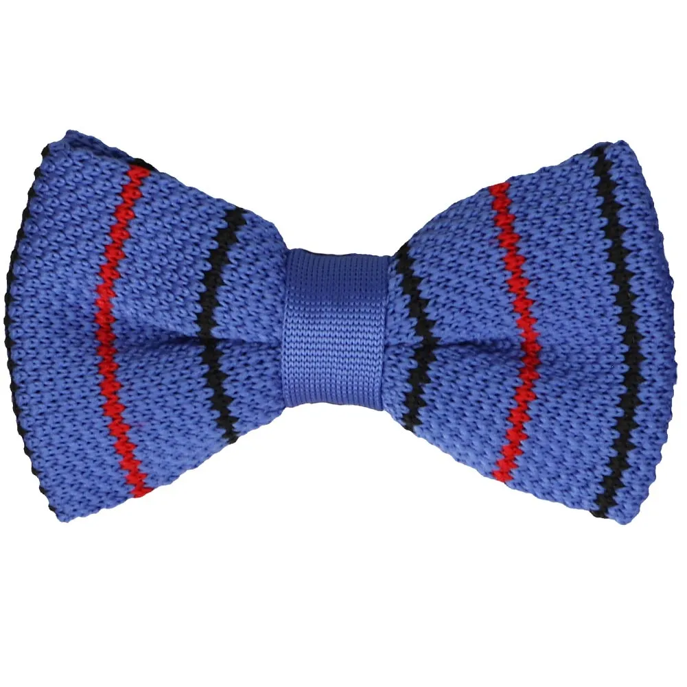 Royal Blue Thin Striped Knit Bow Tie