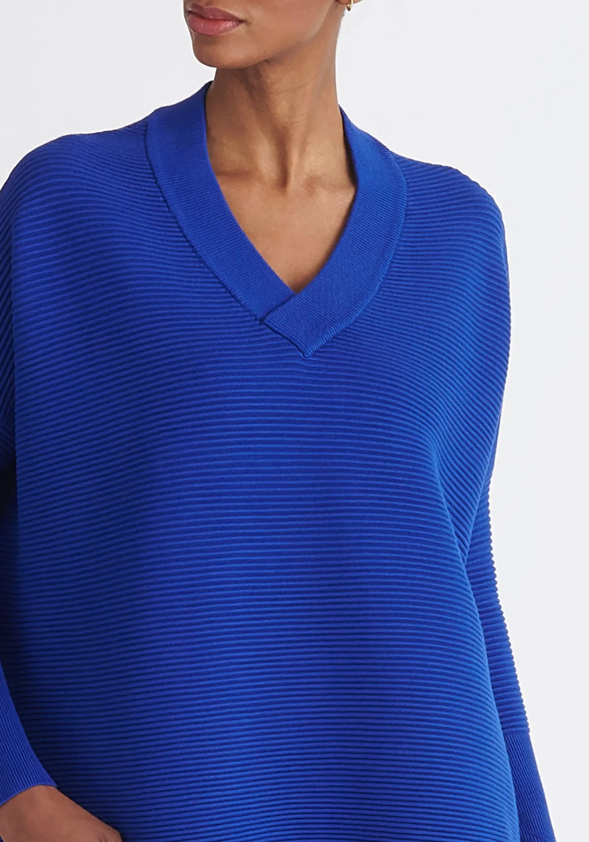 Royal Blue V-Neck Ribbed Jumper