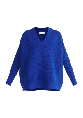 Royal Blue V-Neck Ribbed Jumper