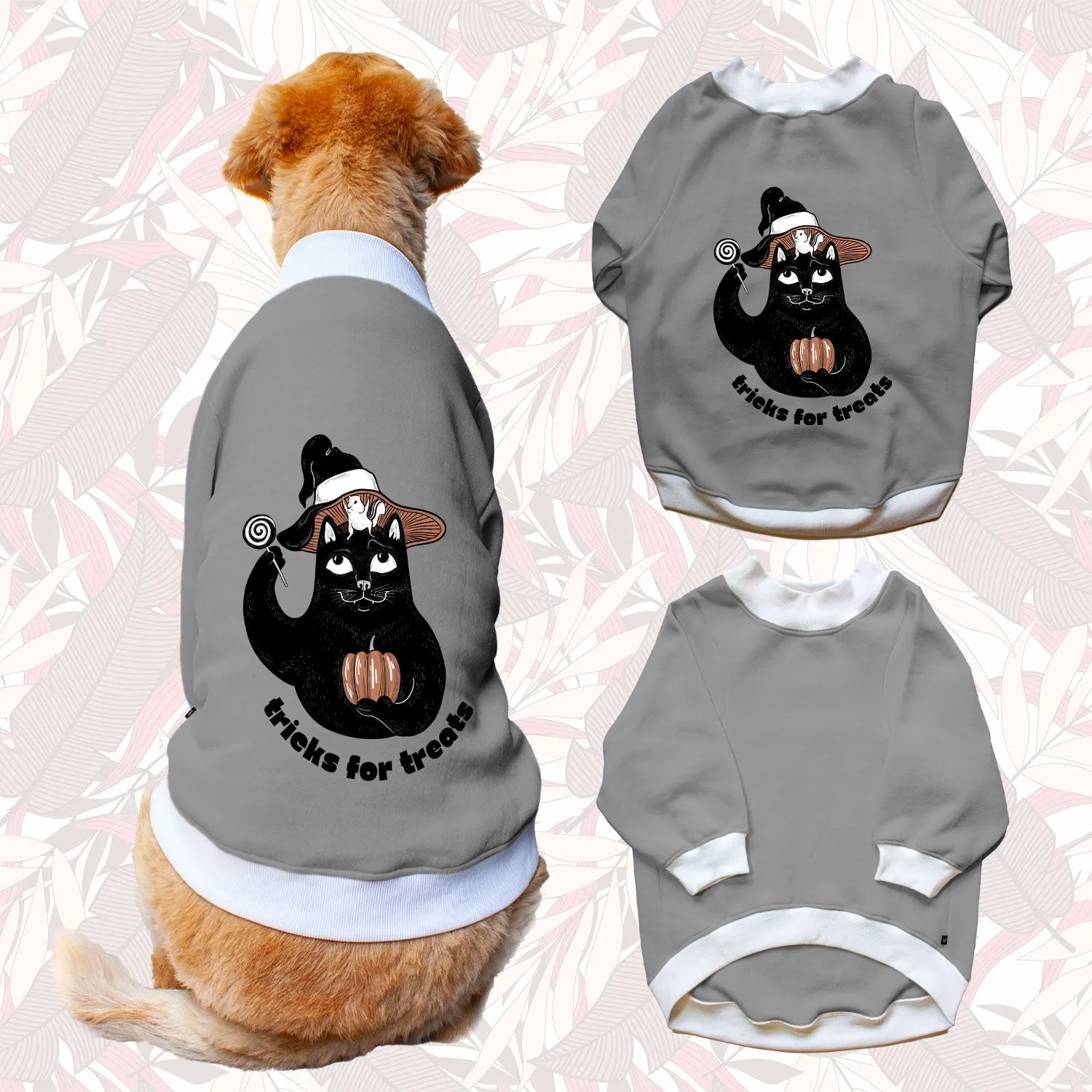 Ruse 'Basics' "Tricks For Treats" Printed Crew Neck Full Sleeve Sweatshirt For Dogs