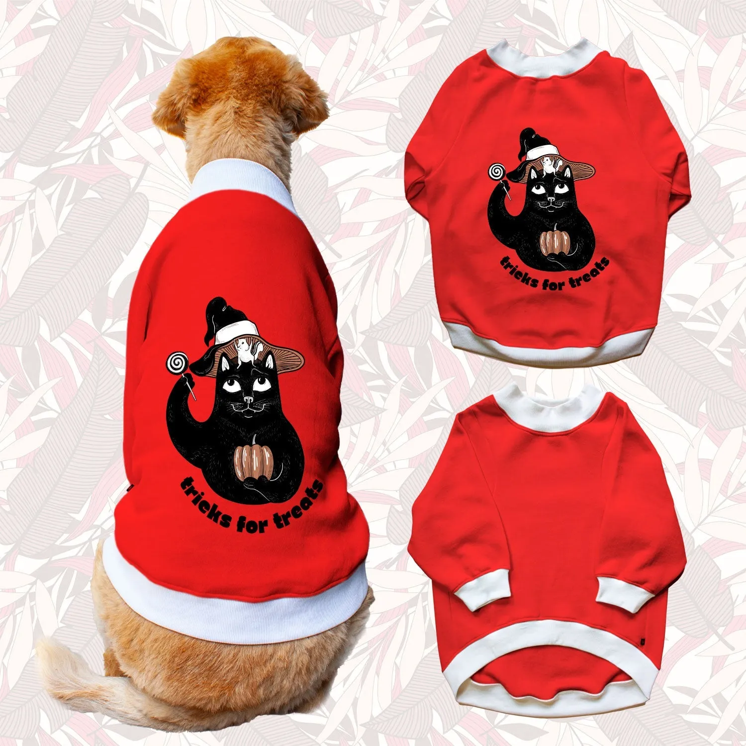 Ruse 'Basics' "Tricks For Treats" Printed Crew Neck Full Sleeve Sweatshirt For Dogs