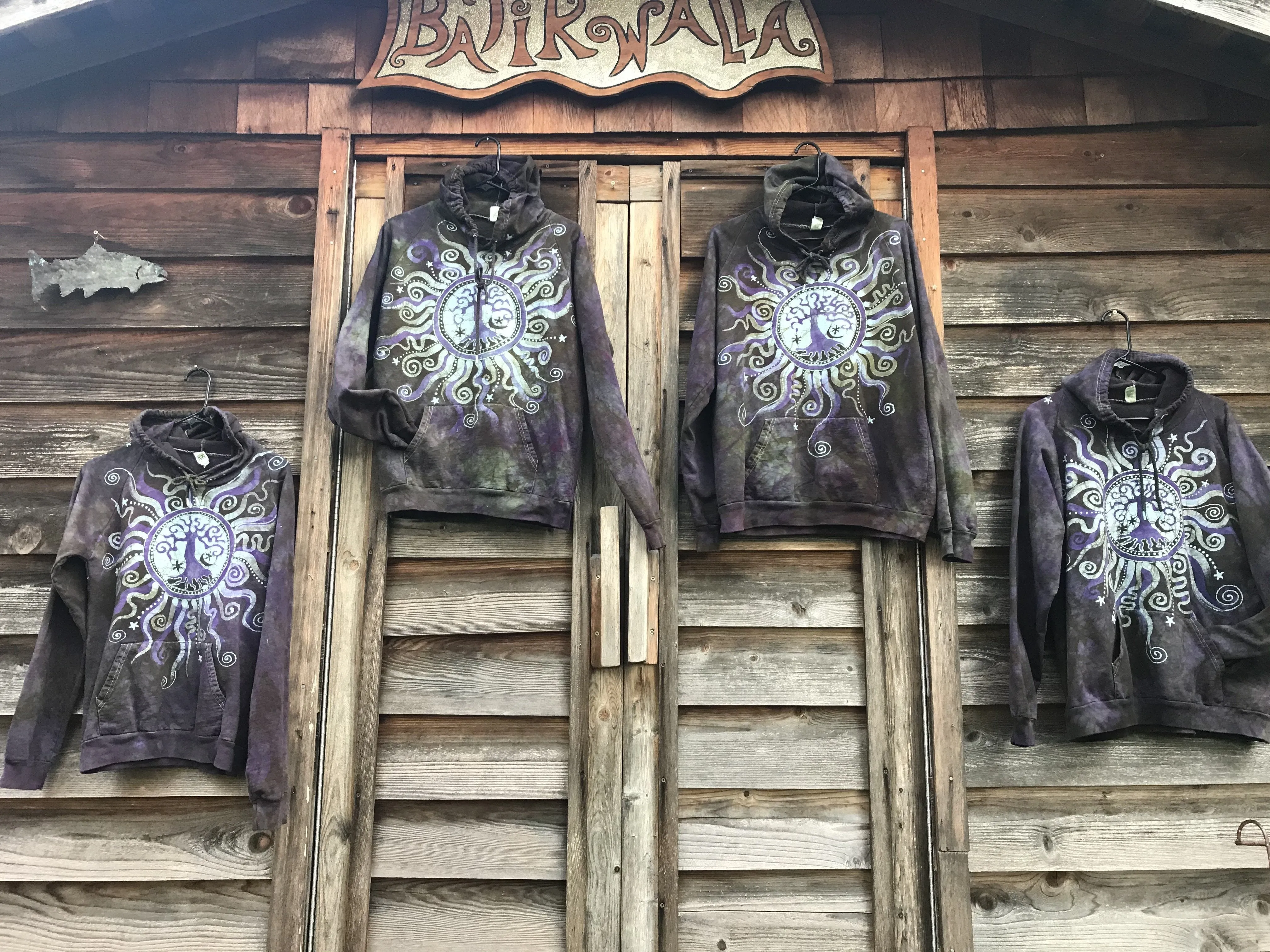 Sage Purple Tree Pullover Batik Hoodie - Handcrafted In Organic Cotton