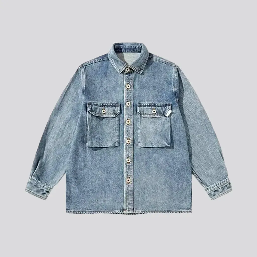 Sanded vintage men's denim jacket