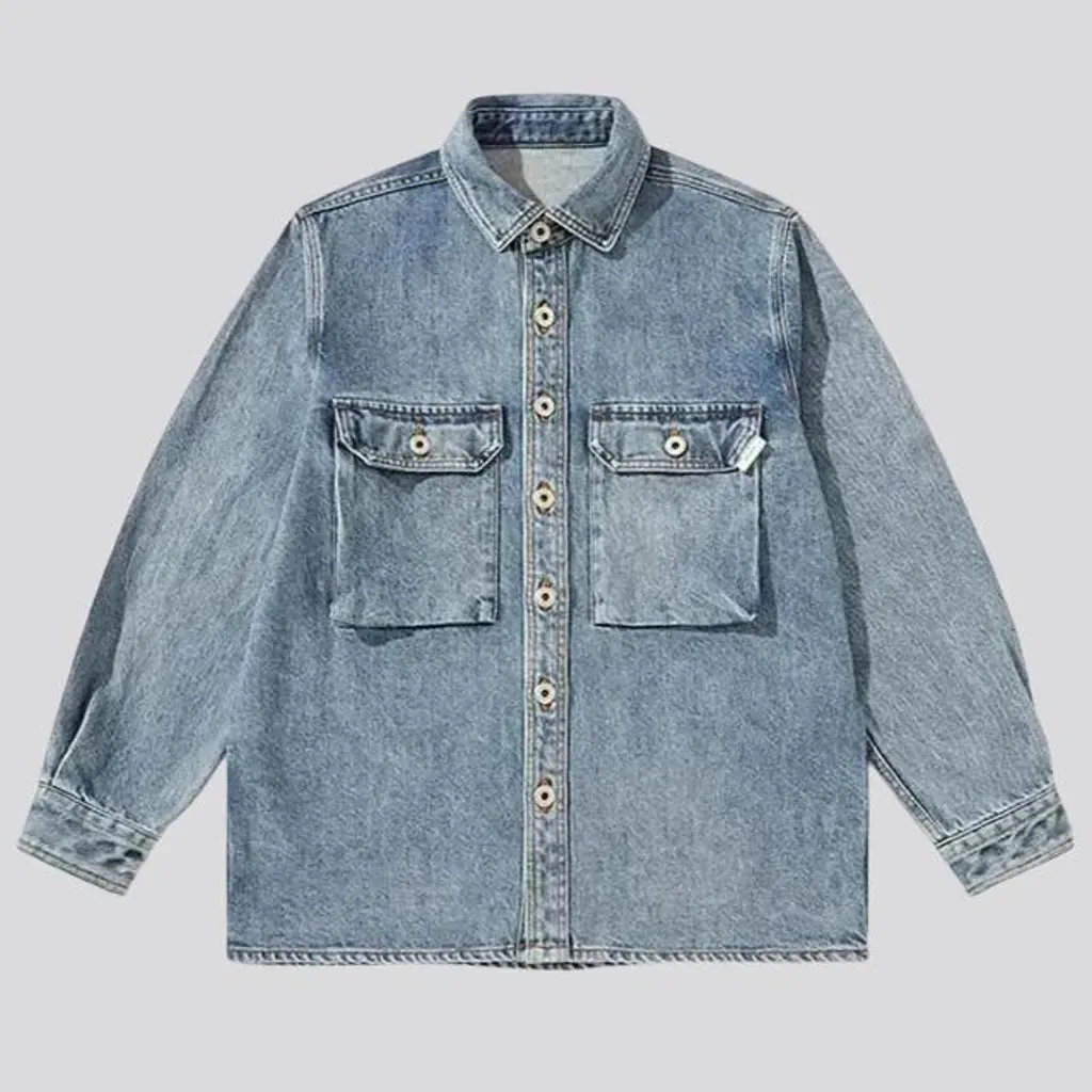 Sanded vintage men's denim jacket