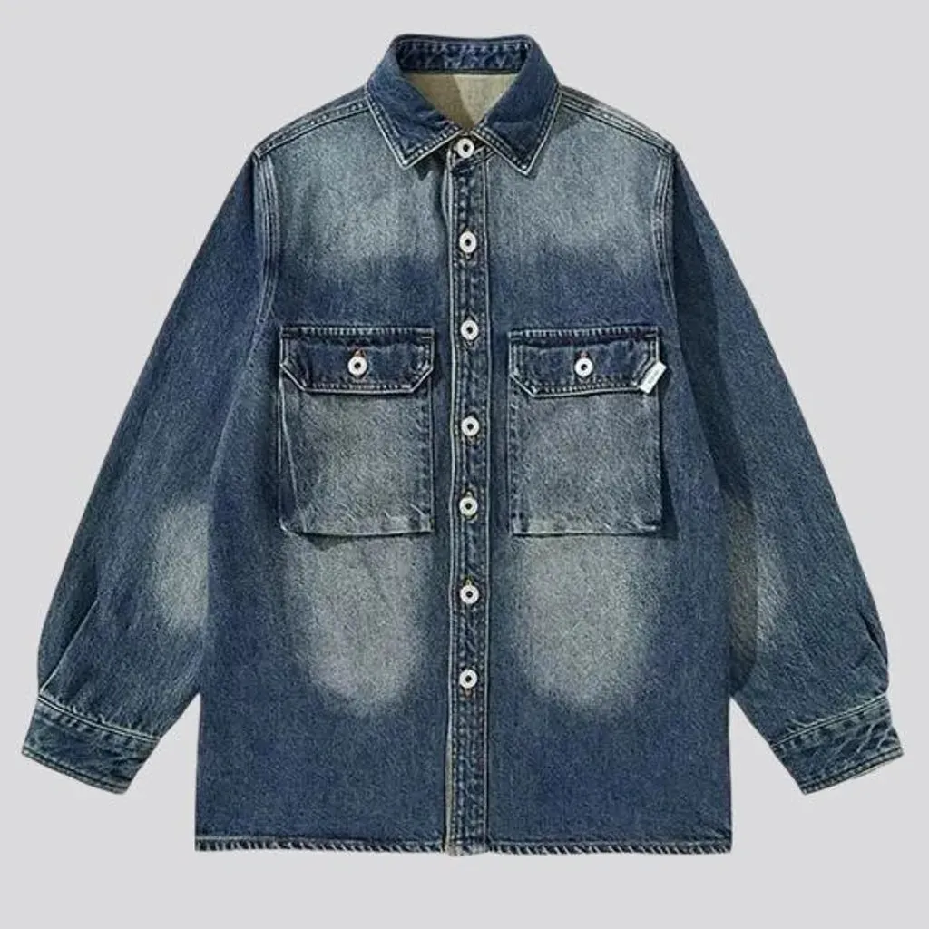 Sanded vintage men's denim jacket