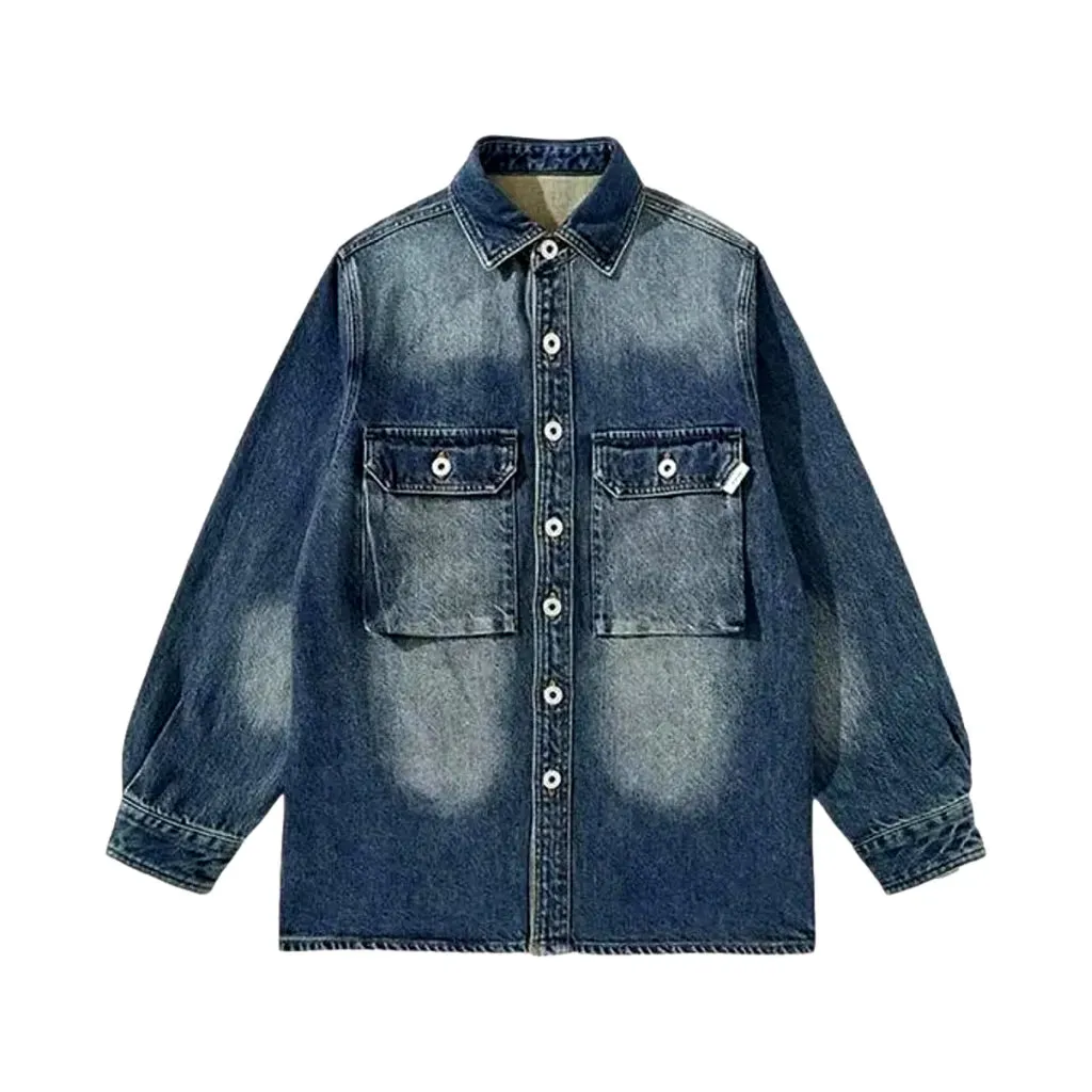 Sanded vintage men's denim jacket