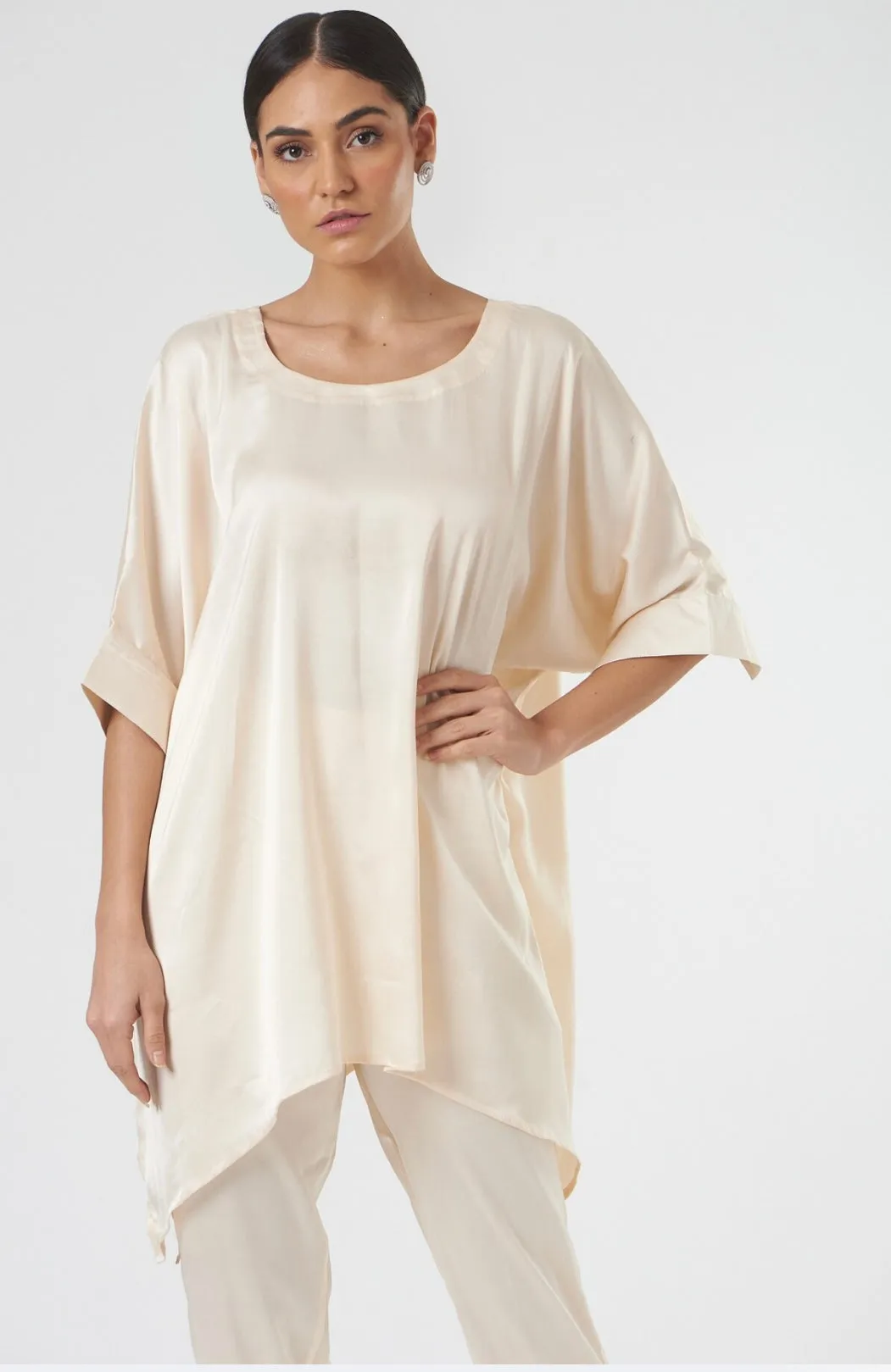 Satin Women's Asymmetric long top