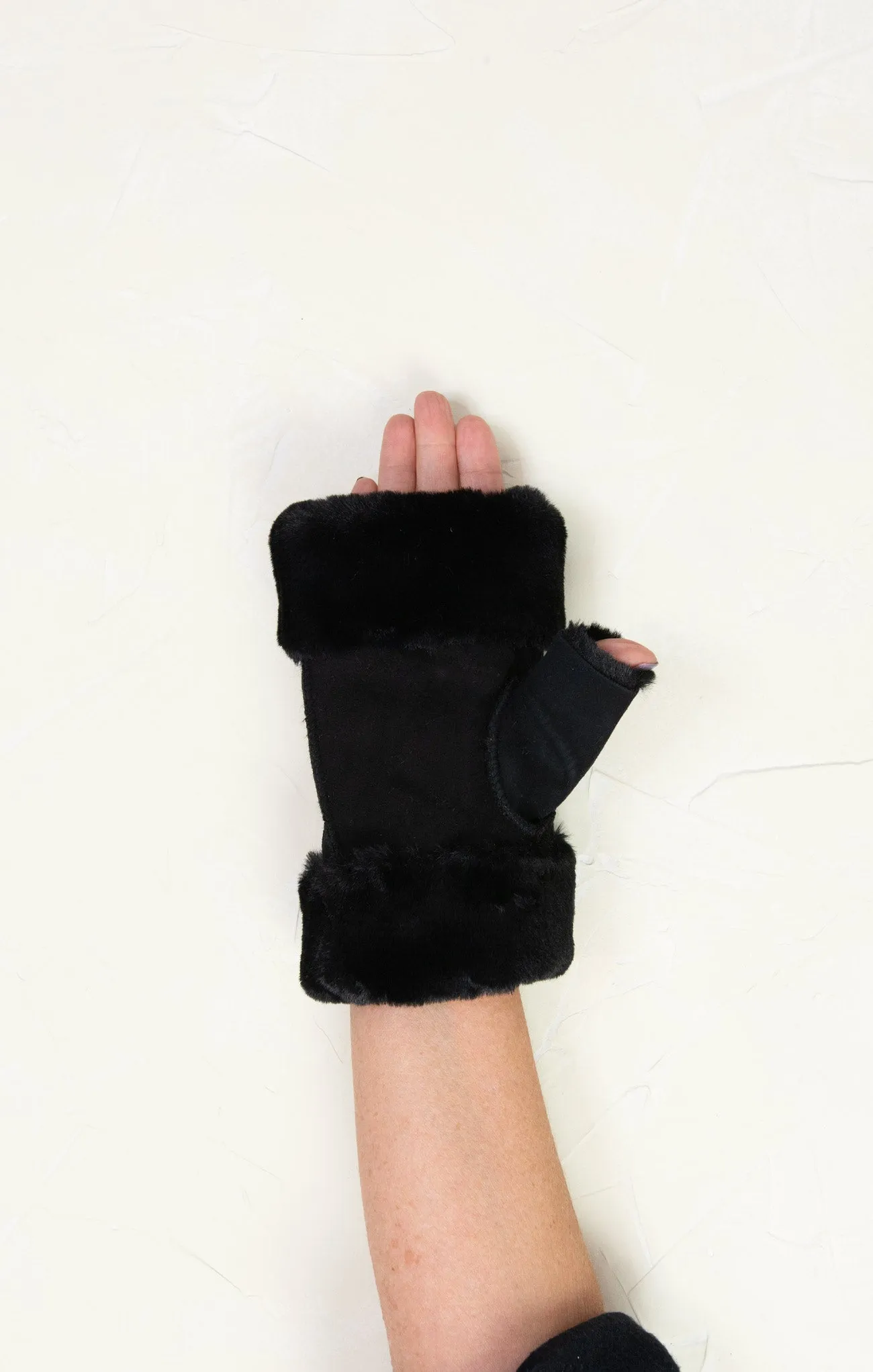 Sheepskin Shearling Fingerless Gloves