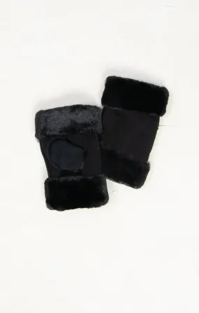 Sheepskin Shearling Fingerless Gloves