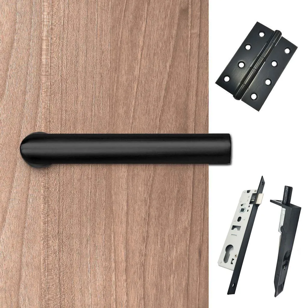 Shelton Double Door Lever Handle Pack - 8 Square Hinges - Matt Black