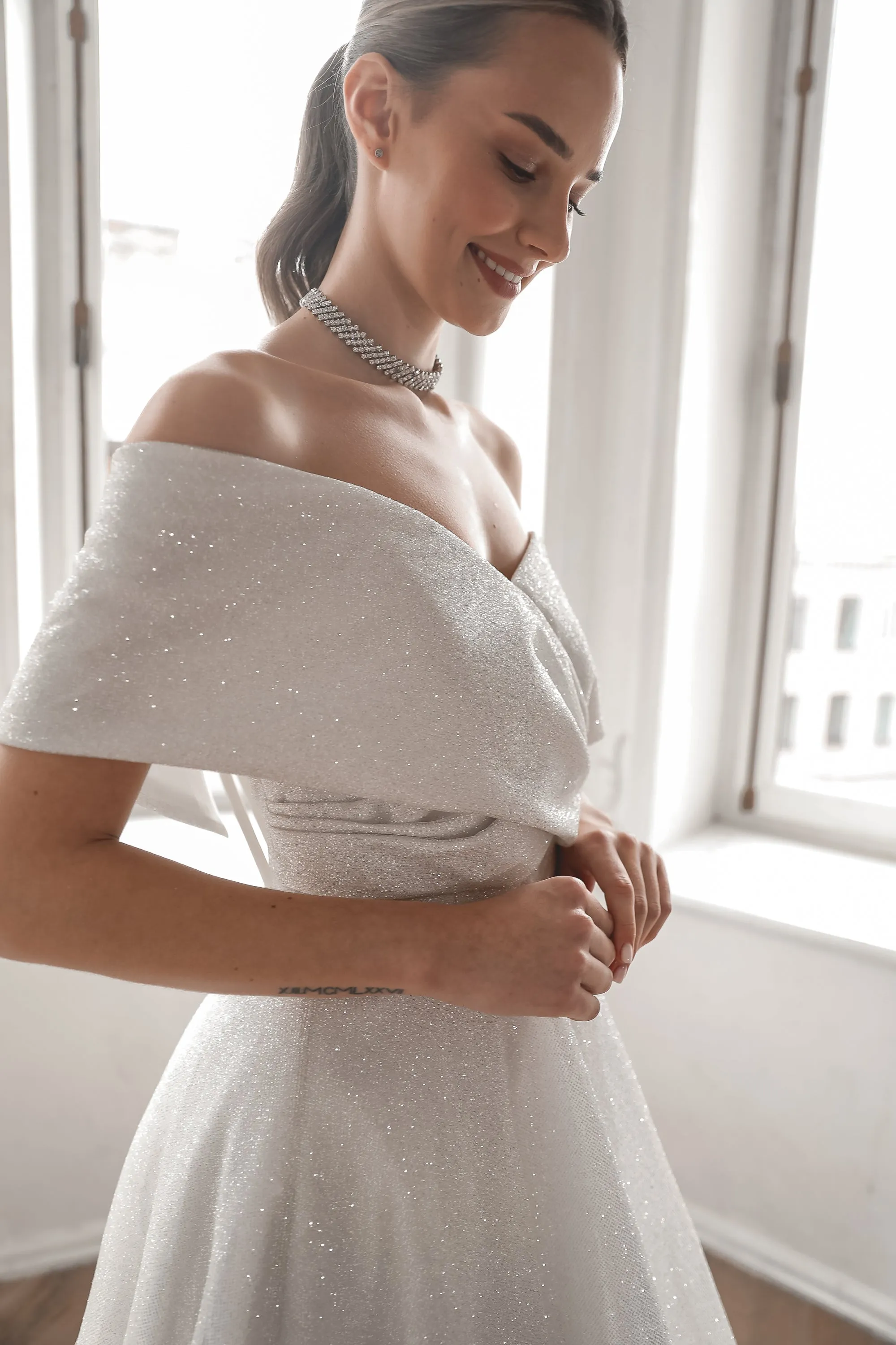 Shimmering Off-the-Shoulder Wedding Dress Melanie