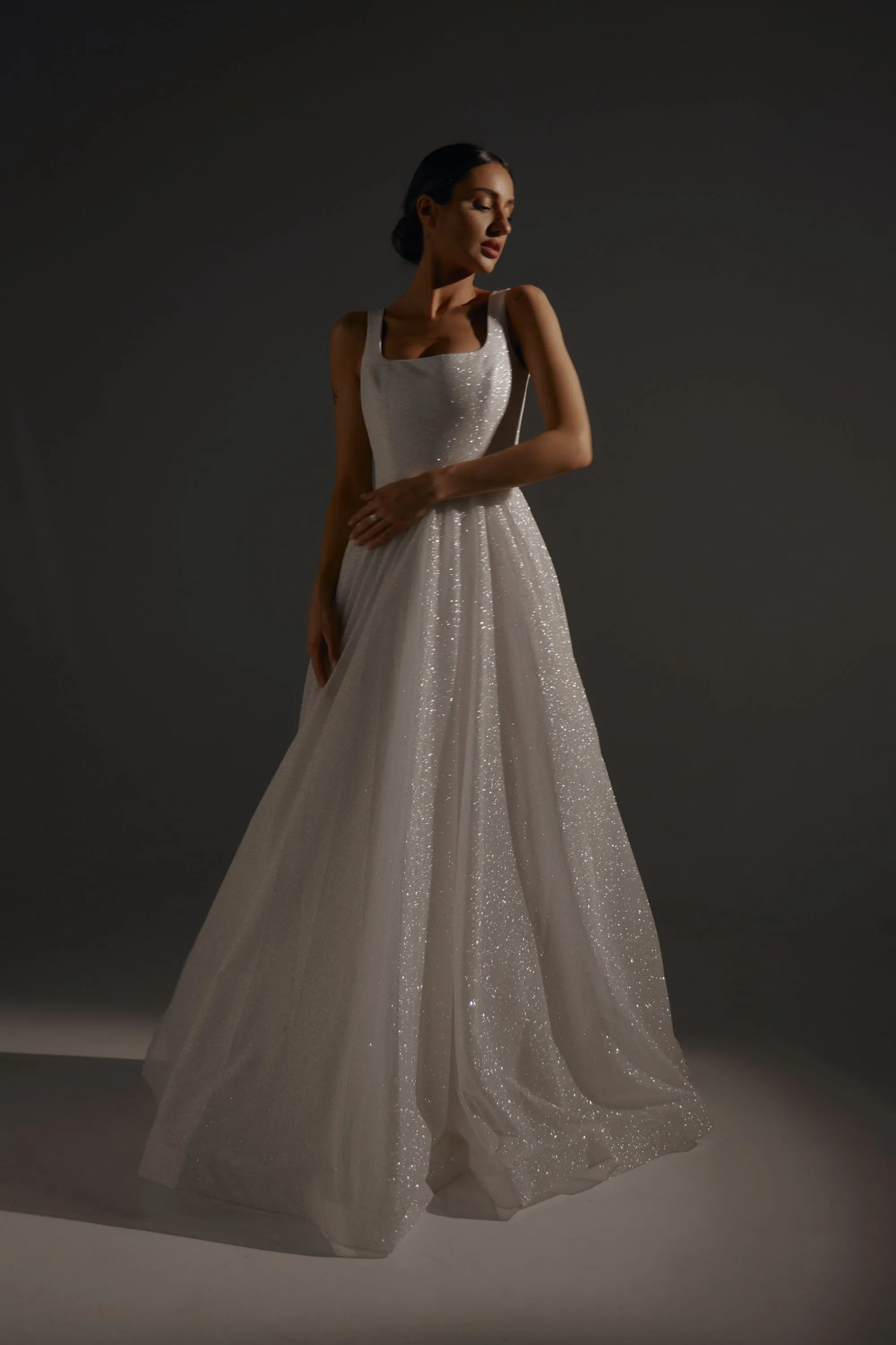 Sparkle Wedding Dress Inkery With Square Neckline