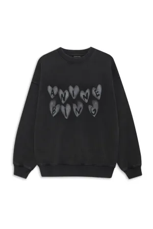 Spencer Sweatshirt Hearts - Washed Black