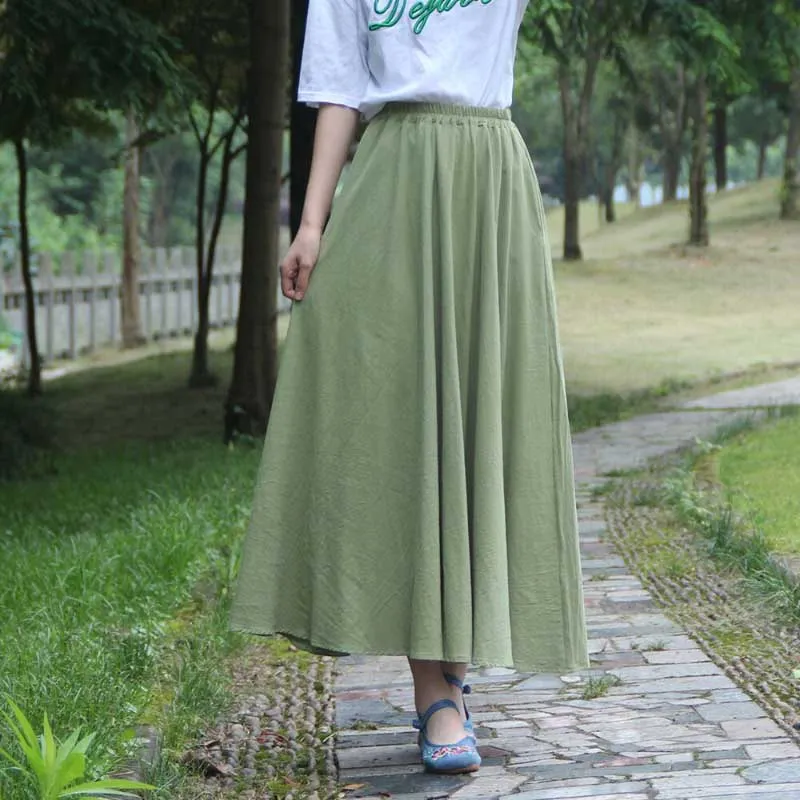 Spring and Summer Casual Solid Color Maxi Skirts for Women