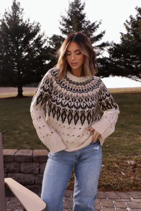 Steve Madden Cream Suzette Fair Isle Sweater