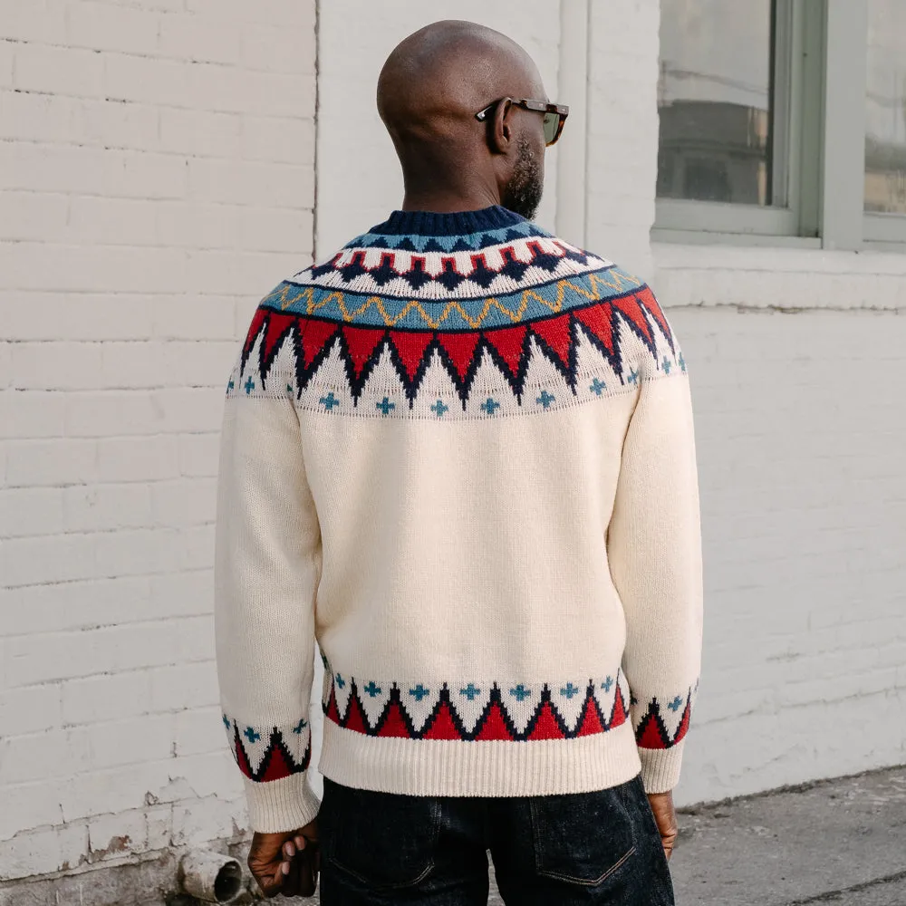 Stevenson Overall Co. Geometric Alpine Sweater Off White