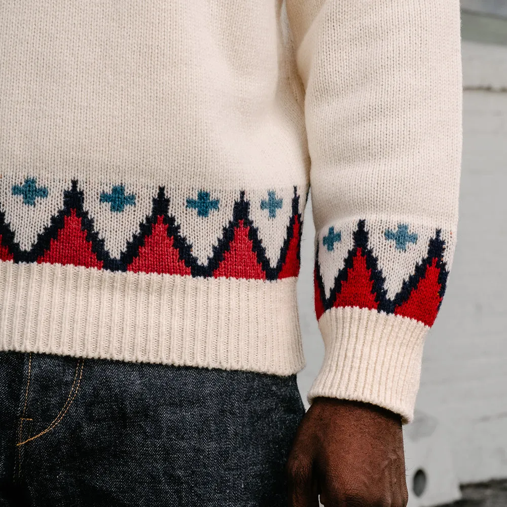 Stevenson Overall Co. Geometric Alpine Sweater Off White