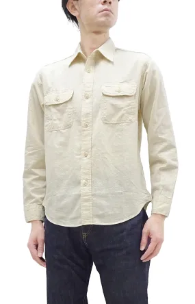 Sugar Cane Chambray Shirt Men's Lightweight Long Sleeve Button Up Plain Work Shirt SC27851 401 Ecru