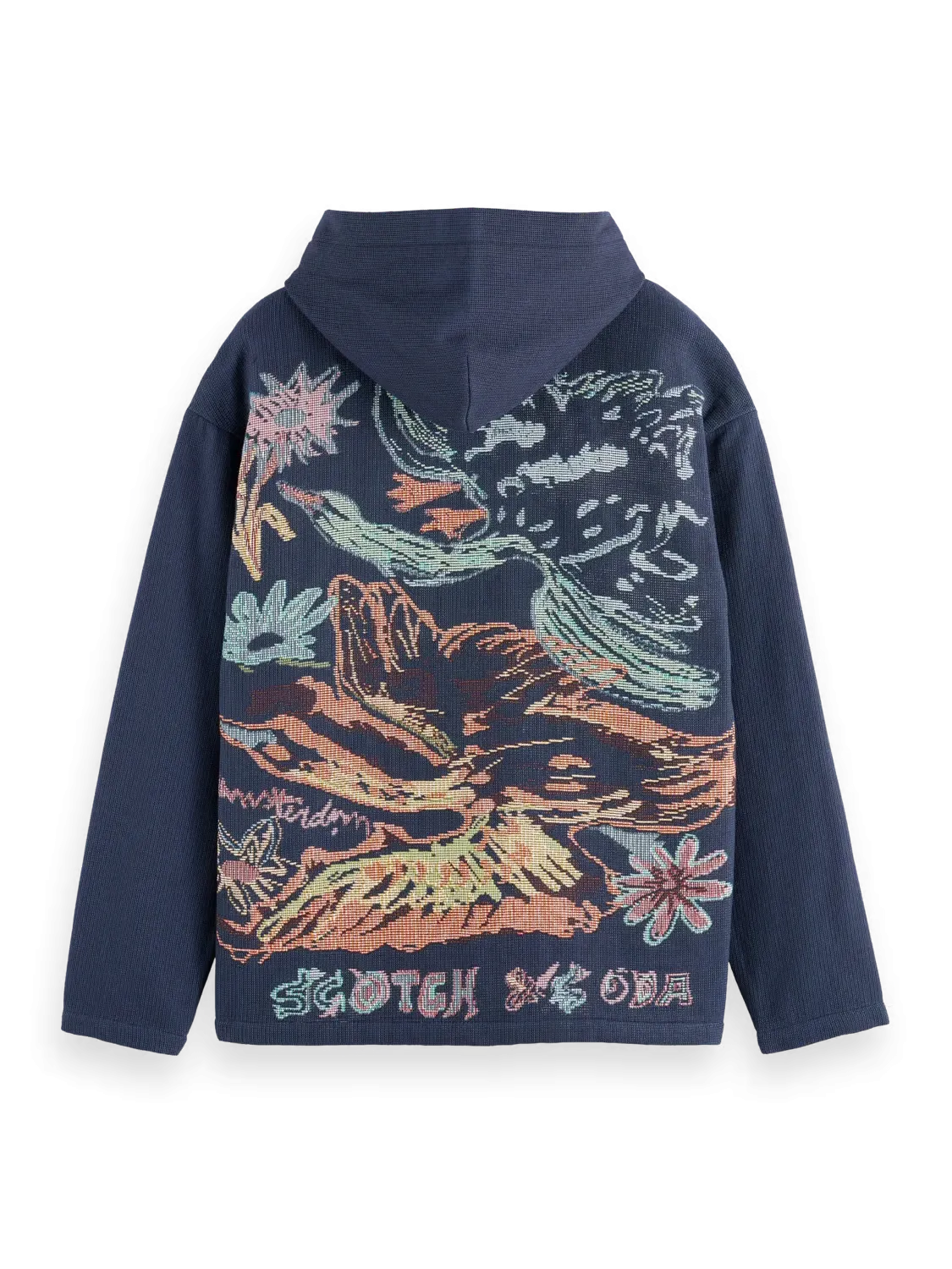 Swan Artwork Jacquard Hoodie (Navy) - SS176743410