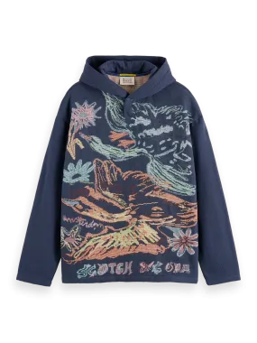 Swan Artwork Jacquard Hoodie (Navy) - SS176743410