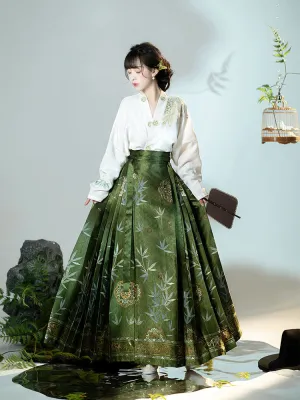 Swaying Bamboo Shadows, Glittering Brilliance, Radiant Beauty - Morden Mamianqun Hanfu Skirt