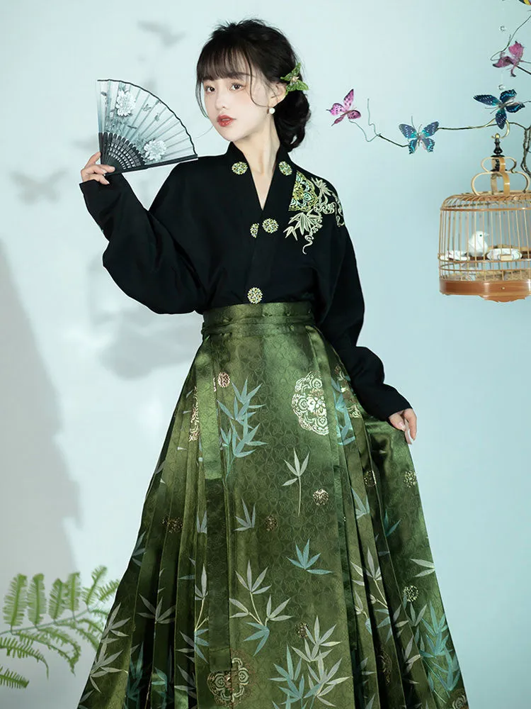 Swaying Bamboo Shadows, Glittering Brilliance, Radiant Beauty - Morden Mamianqun Hanfu Skirt