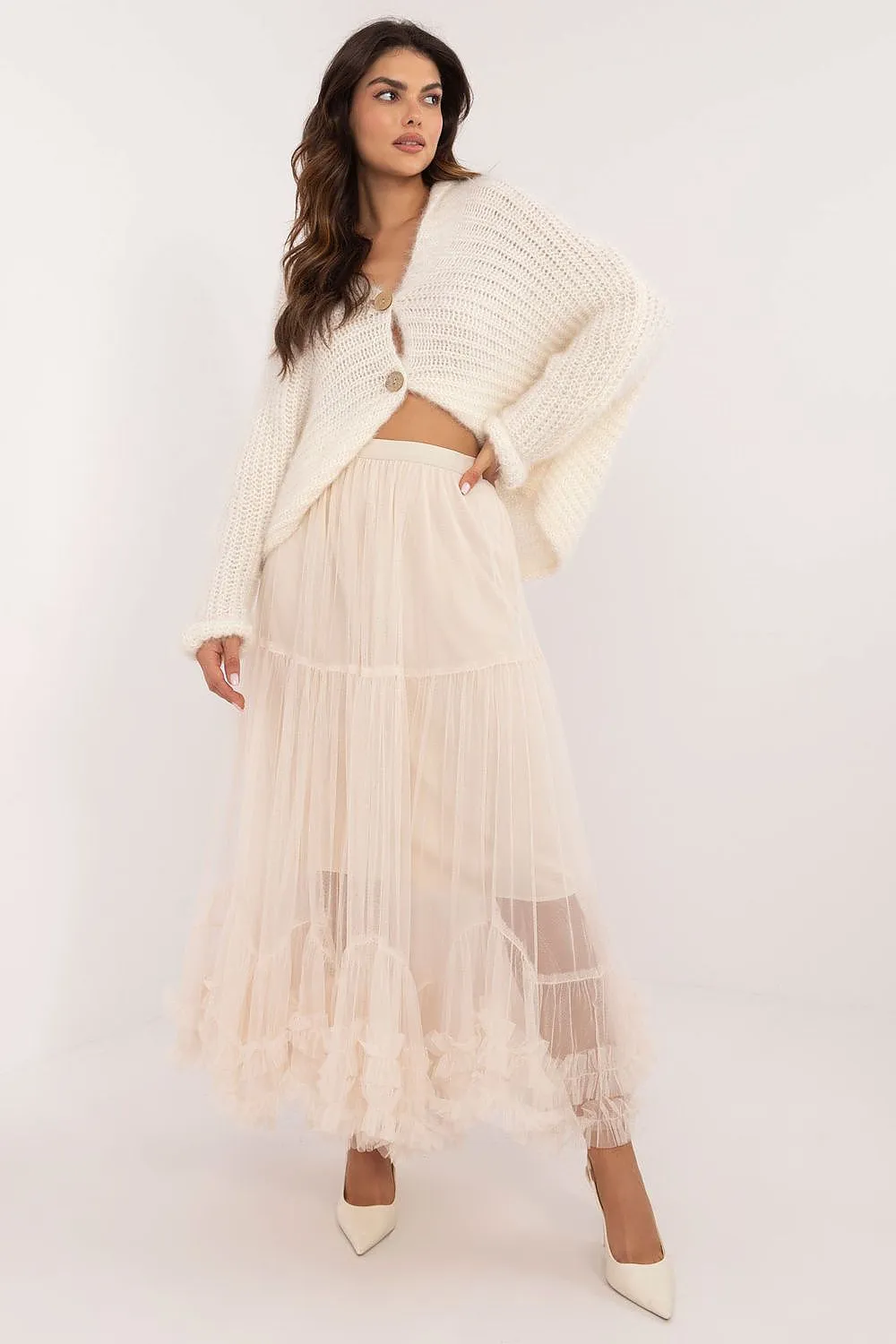 TEEK - Long Bottom Ruffle Tulle Skirt